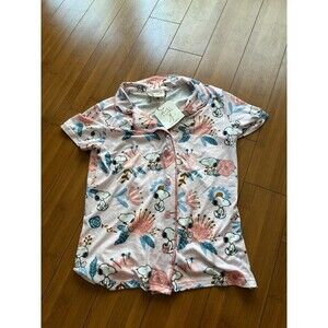 Munki Munki Snoopy Peanutes Pink Floral Pajama Top - Women's Small NWT